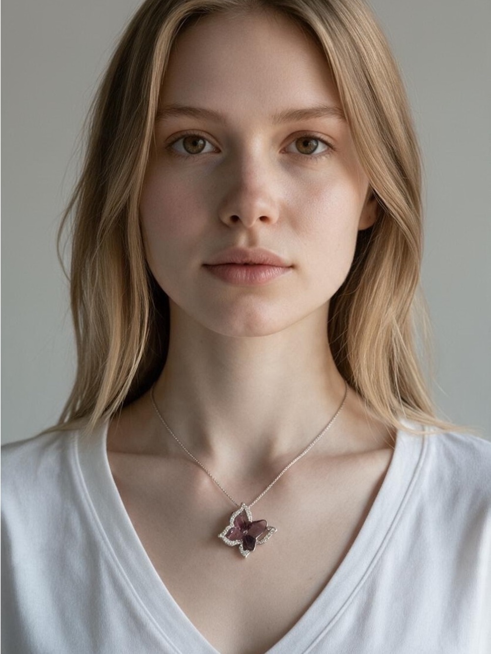 11/6 Delicate Petal Pendant Necklace in Deep Mauve - Women Jewelry